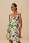 FARM RIO ACTIVE OFF-WHITE FRESH TABLE EUROFLAX PREMIUM LINEN MINI DRESS