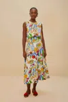 Farm Rio Off-white Fresh Table Lenzing Ecovero Euroflax Midi Skirt