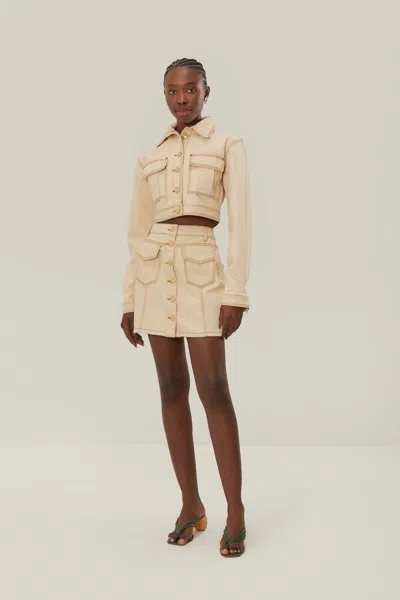 Farm Rio Active Off-white Gabardine Mini Skirt In Neutral