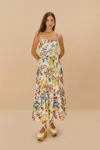 Farm Rio Off-white Greek Garden Lenzing Ecovero Euroflax Maxi Dress In Greek Garden Off-white