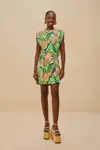Farm Rio Active Off-white Heli Leaves Organic Cotton T-shirt Mini Dress