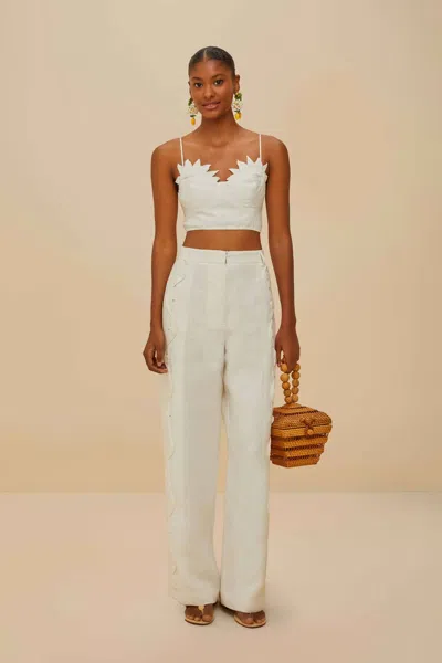 Farm Rio Active Off-white High Waisted Euroflax Premium Linen Pants