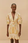 Farm Rio Active Off-white Lace Nature Lenzing Ecovero Euroflax Mini Dress In Lace Nature Off-white