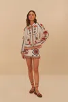 Farm Rio Active Off-white Marys Tiles Shorts