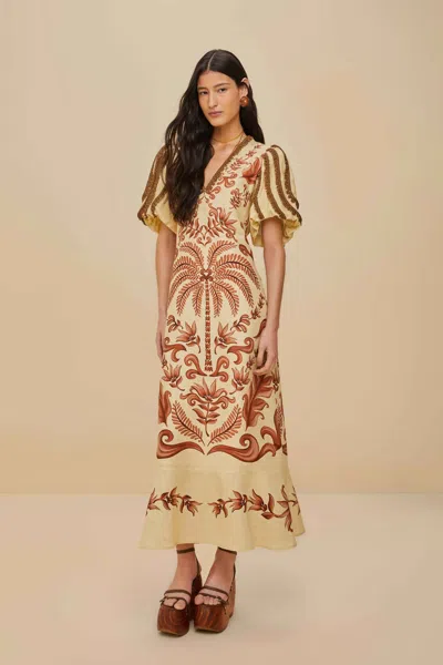 Farm Rio Active Off-white Milani Euroflax Premium Linen Maxi Dress