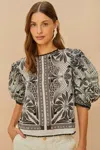 Shop Farm Rio Active Off-white Monochrome Elegance Scarf Blouse