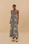 Farm Rio Active Off-white Monochrome Elegance Scarf Lenzing Ecovero Euroflax Jumpsuit