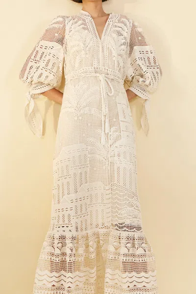 Farm Rio Active Off-white Morada Boa Guipure Dress