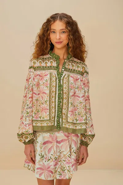 Farm Rio Active Off-white Palm Dream Blouse