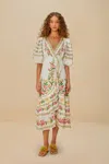 Farm Rio Active Off-white Palm Dream Wrap Midi Dress