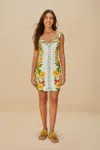 Farm Rio Active Off-white Picnic Flowers Lenzing Ecovero Euroflax Mini Dress