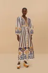 Farm Rio Active Off-white Pineapple Deco Maxi Dress In Pineapple Deco Multicolor