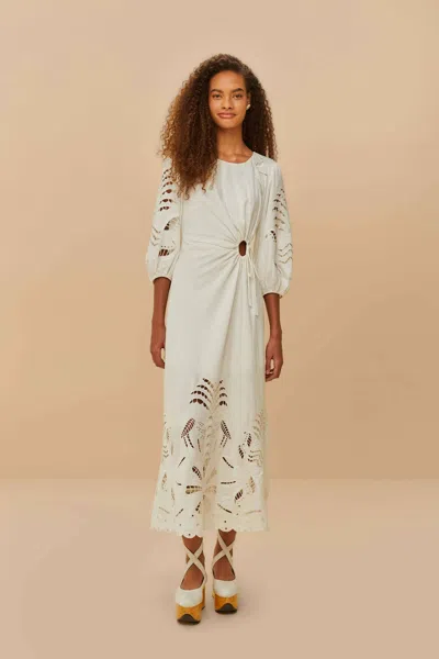 Farm Rio Active Off-white Richelieu Lenzing Ecovero Euroflax Midi Dress