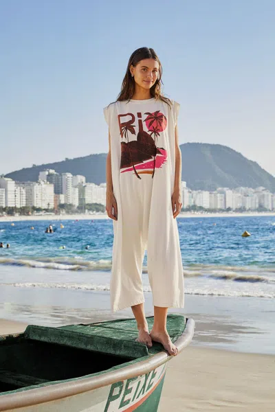 Farm Rio Active Off-white Rio Sleeveless Organic Cotton Jumpsuit