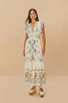 Farm Rio Active Off-white Romantic Richelieu Lenzing Ecovero Euroflax Maxi Dress In Off-white