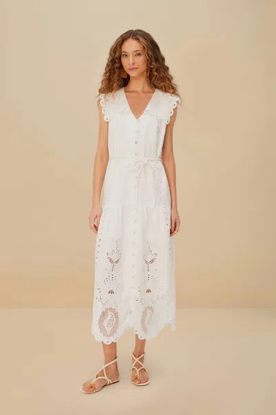 Farm Rio Active Off-white Sleeveless Euroflax Premium Linen Maxi Dress