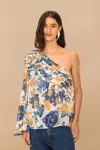 Farm Rio Active Off-white Summer Flowers 3d Rose One-shoulder Blouse