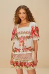 Farm Rio Active Off-white Summer Fruit Mini Skirt