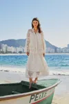 Farm Rio Active Off-white Swan Lake Guipure Midi Skirt