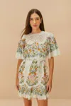 Farm Rio Active Off-white Sweet Bloom Bouquet Mini Dress In Sweet Bloom Bouquet Off-white