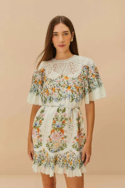 Farm Rio Active Off-white Sweet Bloom Bouquet Mini Dress In Sweet Bloom Bouquet Off-white