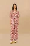 Farm Rio Off-white Tropical Cameo Belted Maxi Dress In Tropical Cameo Off-white
