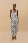 Farm Rio Off-white Tropical Cameo Lenzing Ecovero Euroflax Jumpsuit