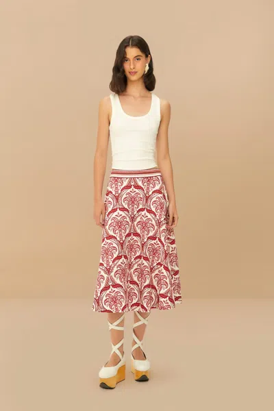 Farm Rio Active Off-white Tropical Cameo Lenzing Ecovero Euroflax Midi Skirt