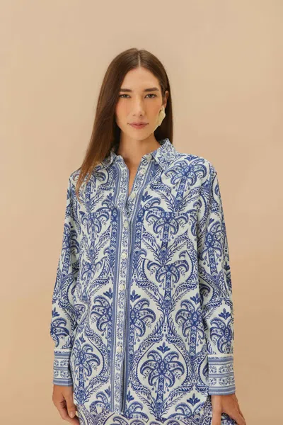Farm Rio Active Off-white Tropical Cameo Lenzing Ecovero Euroflax Pajama Shirt