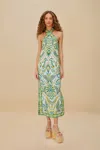 Farm Rio Active Off-white Tropical Tapestry Euroflax Premium Linen Maxi Dress