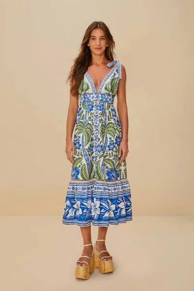 Farm Rio Active Off-white Tropicance Organic Cotton Midi Dress