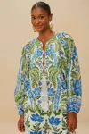 Farm Rio Active Off-white Tropicance Wavy Yoke Blouse