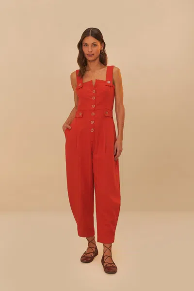 Farm Rio Active Orange Asymmetric Sleeveless Dungaree