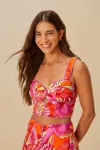 Farm Rio Active Orange Flying Birds Lenzing Ecovero Euroflax Crop Top