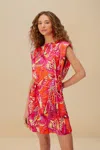 FARM RIO ACTIVE ORANGE FLYING BIRDS ORGANIC COTTON MINI DRESS