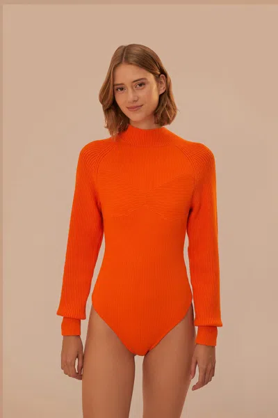Farm Rio Active Orange Knit Bodysuit