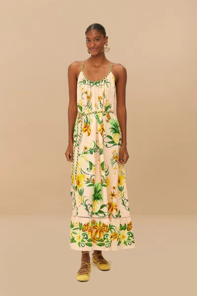 Farm Rio Active Pink Botanical Beauty Lenzing Ecovero Euroflax Maxi Dress In Botanical Beauty Pink