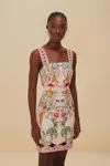 Farm Rio Active Pink Delicate Forest Euroflax Premium Linen Mini Dress