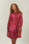 Farm Rio Active Pink Floral Glam Scarf Lenzing Ecovero Mini Dress In Floral Glam Scarf Pink
