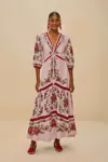 Farm Rio Active Pink Flower Tapestry Lenzing Ecovero Euroflax Maxi Dress