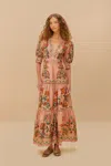 Farm Rio Pink Garden Delight Short Sleeve Maxi Dress In Garden Delight Pink