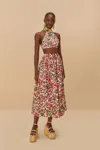 Farm Rio Active Pink Halftone Bougainvillea Organic Cotton Maxi Skirt