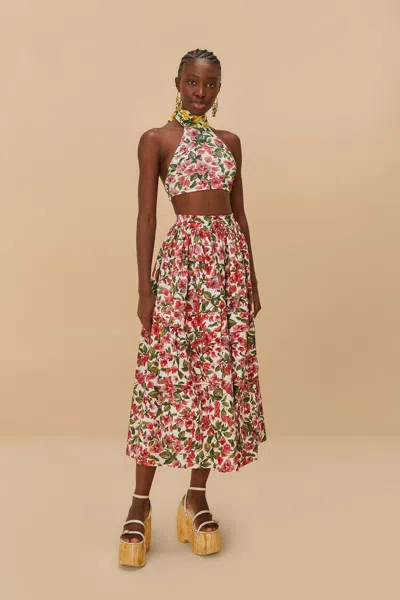 Farm Rio Active Pink Halftone Bougainvillea Organic Cotton Maxi Skirt