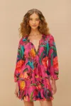 Farm Rio Active Pink Leopard Flowers Mini Dress In Leopard Flowers Pink