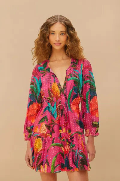Farm Rio Active Pink Leopard Flowers Mini Dress In Leopard Flowers Pink