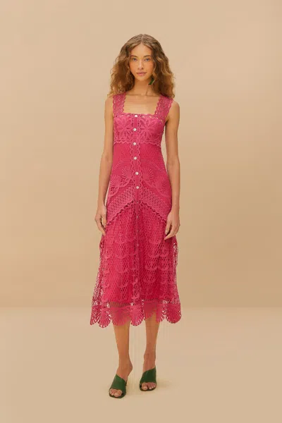 Farm Rio Active Pink Nautical Guipure Maxi Dress