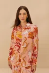 Farm Rio Active Pink Nautical Wonder Pajama Shirt