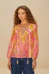 Farm Rio Active Pink Pineapple Tapestry Blouse