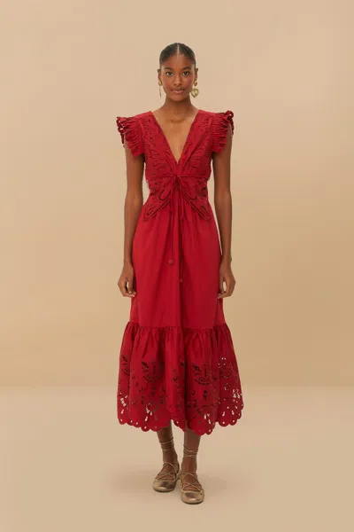 Farm Rio Active Red Butterfly Cut-out Midi Dress