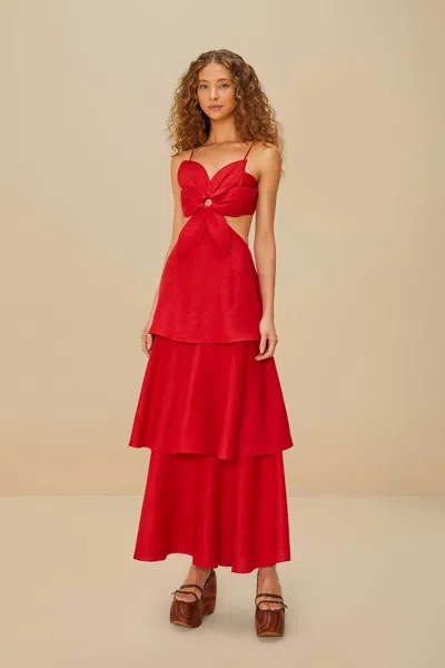 Farm Rio Active Red Flower Lenzing Ecovero Euroflax Maxi Dress